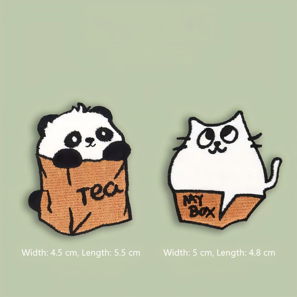 Cute Panda & Super Fat Cat Self-Adhesive Embroidered Patches