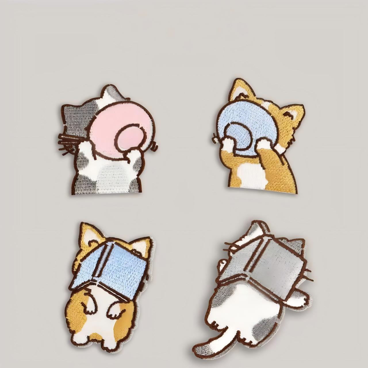 Cozy Pets Eating & Napping Embroidered Patches